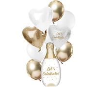 Folat 66982 Set Palloncini oro/bianco Festeggia - 10 pezzi - per Feste di Compleanno Matrimoni Anniversari