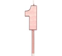 Folat 67031 Candela numero 1 in oro rosa metallizzato, Rose Gold