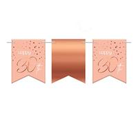 Folat 67430 Bunting Garland Elegant Lush Blush 30 Years-6 metri, Rosa