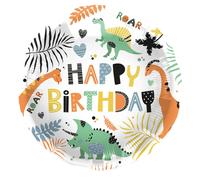 Folat 67928 - Foil Balloon - Birthday Dino - 45 cm with Automatic Valve
