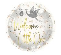 Folat Palloncino foil Welcome Little One Cicogna-45 cm, Bianco, large, 67959