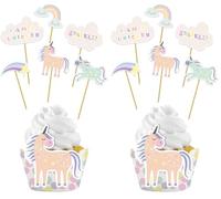 Folat 68303 Set di Decorazioni per Cupcake Unicorns & Rainbows - 12 Pezzi (Confezione da 2)