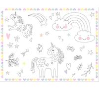 Folat Unicorns & Rainbows 68337 Placemats Colouring Pages, Set of 6, Multi-Colou