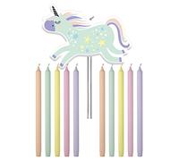 Folat Candele Unicorns & Rainbows 10cm-11 pezzi, Multicolore, 68380