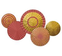 Folat 68505 Golden Dusk Golden Dawn Decorazione di Festa Rosa Oro 5 pezzi - Ventilatori di Carta, favi, Foto Sfondo Decorazione per Matrimonio, Compleanno, Baby Shower