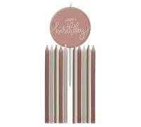 Folat 68711 Rosa, Crema, Oro champagne-Set candele-Crème Rose-9,5 cm-11 pezzi-Una decorazione di compleanno sofisticata e vivace, Multicolore