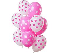 Folat 68840 Palloncini Dots Pink-White 30 cm - 12 pezzi Palloncini per Aria e Elio kit per decorazioni per feste