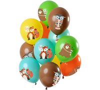 Folat 68885 Palloncini Forest Animals Multicolore 30cm - 12 pezzi Palloncini per Aria e Elio kit per decorazioni per feste