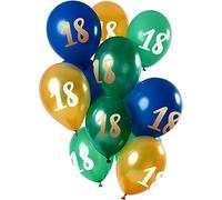 Folat 69118 Palloncini 18 Anni Verde-Oro 30 cm - 12 pezzi Palloncini per Aria e Elio kit per Compleanno