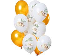 Folat 69350 Palloncini Matrimonio 'Mr & Mrs' color oro 30cm - 12 pezzi Palloncini per Aria e Elio kit per Matrimonio