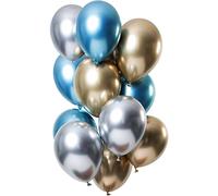 Folat 69717 Palloncini Effetto Specchio Sapphire 33cm - 12 pezzi Palloncini per Aria e Elio kit Decorazioni per feste