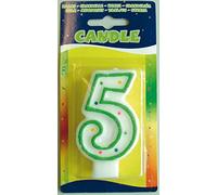 Folat Candela di compleanno numero 5-bianca con pois colorati, Multicolore, 07785