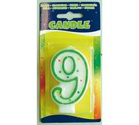 Folat - Candela numero 9 per compleanno - bianca con pois colorati