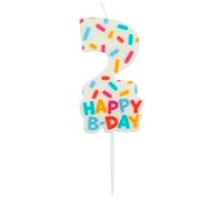 Folat Candele Cozy Sprinkles Numero 2-7 cm-Decorazioni Torta adatto Feste di Compleanno, Anniversario, Matrimonio, Baby Shower, Multicolore, 24112
