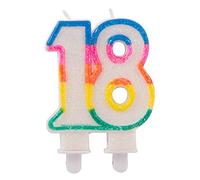 Folat - Candele glitter per il 18 ° compleanno con 2 supporti