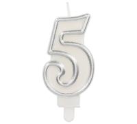 Folat Candele Simply Chique Silver Numero 5-9 cm-Decorazioni Torta adatto Feste di Compleanno, Anniversario, Matrimonio, Baby Shower, 24165