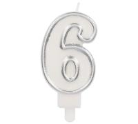 Folat Candele Simply Chique Silver Numero 6-9 cm-Decorazioni Torta adatto Feste di Compleanno, Anniversario, Matrimonio, Baby Shower, Argento, 9 cm, 24166