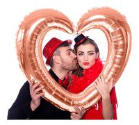 Folat - Cornice per foto a forma di cuore con palloncino in foil Oro rosa - 80x70cm