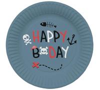 Folat Decorazione compleanno Piatti Party-23 cm-8 pezzi-Stoviglie per feste a tema pirata bambini, Blu, 27468
