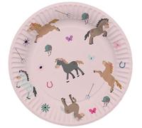 Folat Decorazione di Compleanno Rosa-Piatti-Happy Horses-23 cm-8 pezzi-Stoviglie per Feste a Tema Cavallo, 27503