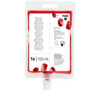 Folat Decorazione di HalloweenTrucco-Sangue finto-Borsa per infusione-Halloween-100 ml, Rosso, 23922