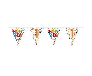 Folat - Festone Bandierine 1 ° Compleanno Happy Bday Dots - 10 m