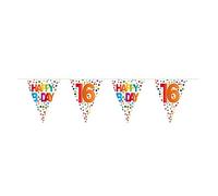 Folat - Festone Bandierine 16 ° Compleanno Happy Bday Dots - 10 m