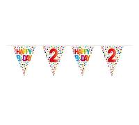 Folat - Festone Bandierine 2 ° Compleanno Happy Bday Dots - 10 m