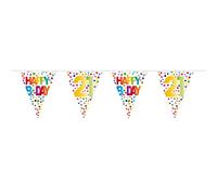 Folat - Festone Bandierine 21th Birthday Happy Bday Dots - 10 m