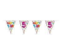 Folat - Festone Bandierine 5 ° Compleanno Happy Bday Dots - 10 m