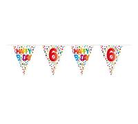 Folat - Festone Bandierine 6 ° Compleanno Happy Bday Dots - 10 m