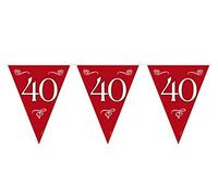 Folat - Ghirlanda 40 ° compleanno/anniversario rosso rubino - 10 m
