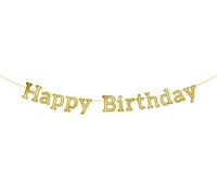 Folat - Ghirlanda di lettere Glossy Black 'Happy Birthday' - 3 metri