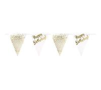 Folat - Happy Birthday Lusso Festone A Bandierine D'oro - 6m
