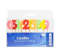Folat Mini Candles Numbers With Glitter 0-9, Colorful