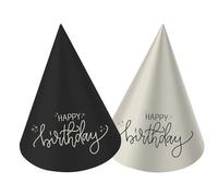 Folat Nero, Crema, Champagne Oro-Mini cappellini da festa-Crème Noir-10 cm-6 pezzi-Una decorazione di buon compleanno elegante e adorabile, 68692