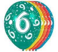Folat- Numero Palloncini 6 ° Compleanno-5 Pezzi, Multicolore, Taglia unica, 19306