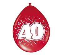 Folat - Palloncini 40 ° compleanno/anniversario rosso rubino - 8 pezzi