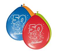Folat- Palloncini Arcobaleno 50 ° Compleanno Abraham 30 cm-8 Pezzi, Multicolore, 65655