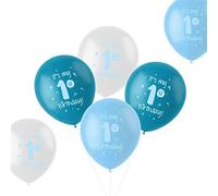 Folat - Palloncini 'E' il mio primo compleanno!' Blu 33cm - 6 pezzi