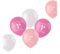Folat - Palloncini 'E' il mio primo compleanno!' Rosa 33cm - 6 pezzi