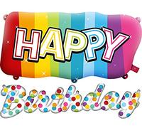 Folat - Palloncini foil 'Happy Birthday' Rainbow Bday - 2 pezzi