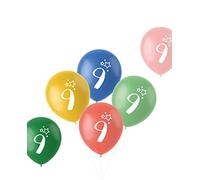 Folat - Palloncini Retro 9 Anni Multicolore 33cm - 6 pezzi