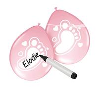 Folat- Palloncini Scrivibili Neonata-6 Pezzi, Rosa, 08591