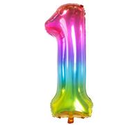 Folat Palloncino in alluminio Yummy Gummy Rainbow Numero 1-86 cm, Multicolore, 63241