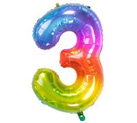 Folat Palloncino in alluminio Yummy Gummy Rainbow Numero 3-86 cm, Multicolore, 63243