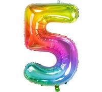 Folat Palloncino in alluminio Yummy Gummy Rainbow Numero 5-86 cm, Multicolore, 63245