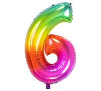 Folat Palloncino in alluminio Yummy Gummy Rainbow Numero 6-86 cm, Multicolore, 63246