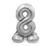 Folat 64718 Palloncino di alluminio con Base Numero Figura 8 Argento 86 cm - decorazione palloncino di elio per compleanno, anniversario