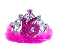 Folat Sweet 16th Tiara with Pink Feathers